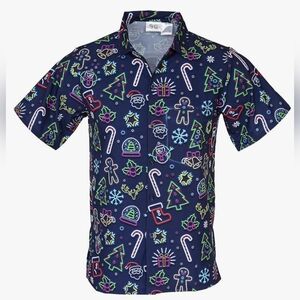 New Funny Guy Mugs Mens Hawaiian Print Button Down Short Sleeve Shirt